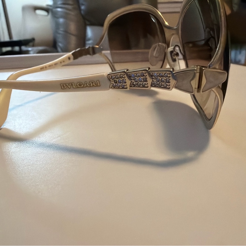 Bvlgari Oversized Sunglasses 6037-B Brown Gradient Lenses Crystal Accent Italy - Picture 3 of 5